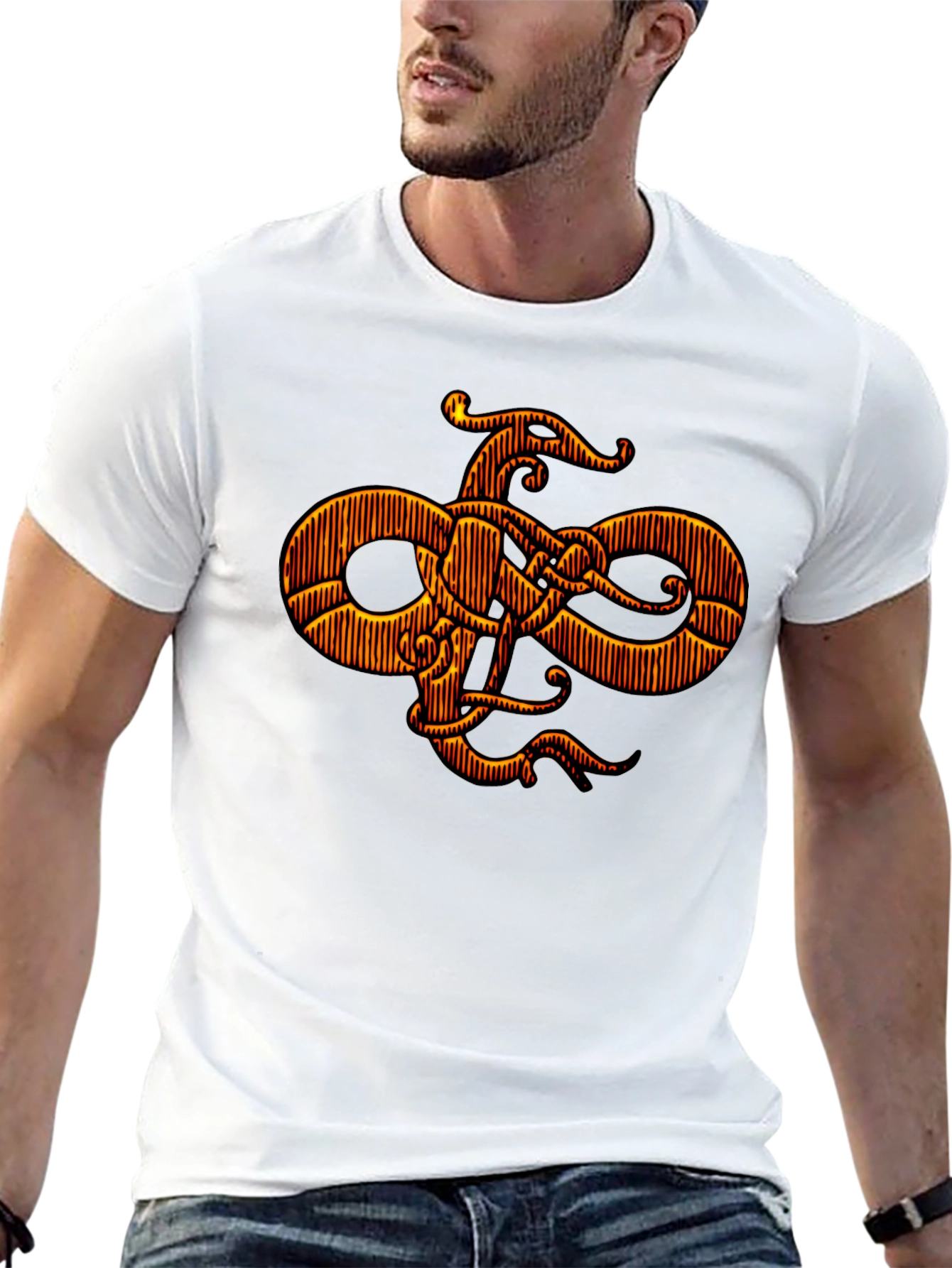 Stylized Graphic Print Black T-Shirt