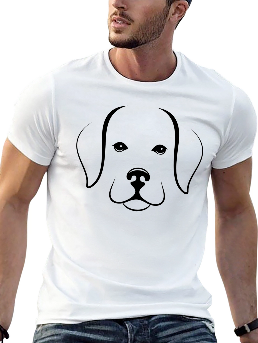 Dog Face Graphic Print Black T-Shirt