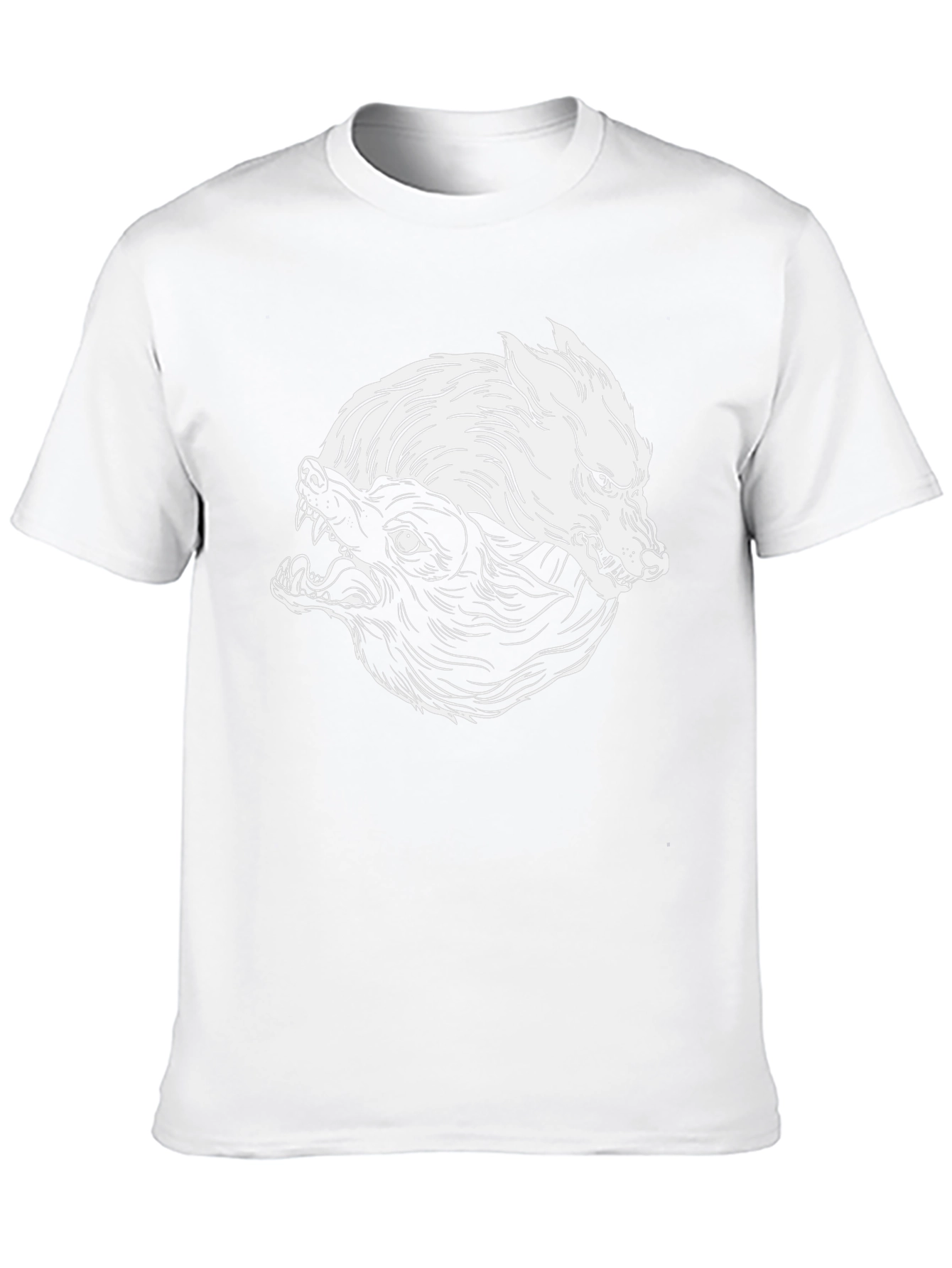 Yin Yang Wolves Graphic Tee - Black Cotton Blend