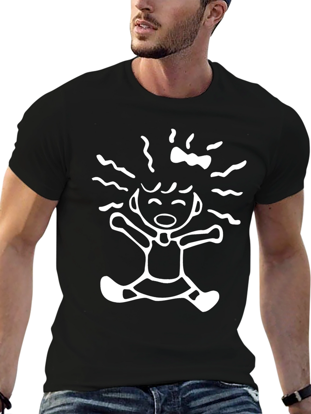Funky Doodle Tee - Black Cotton Comfort