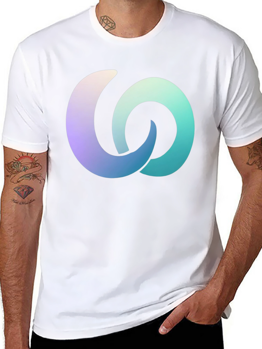 Gradient Interlocking Circles Black T-Shirt