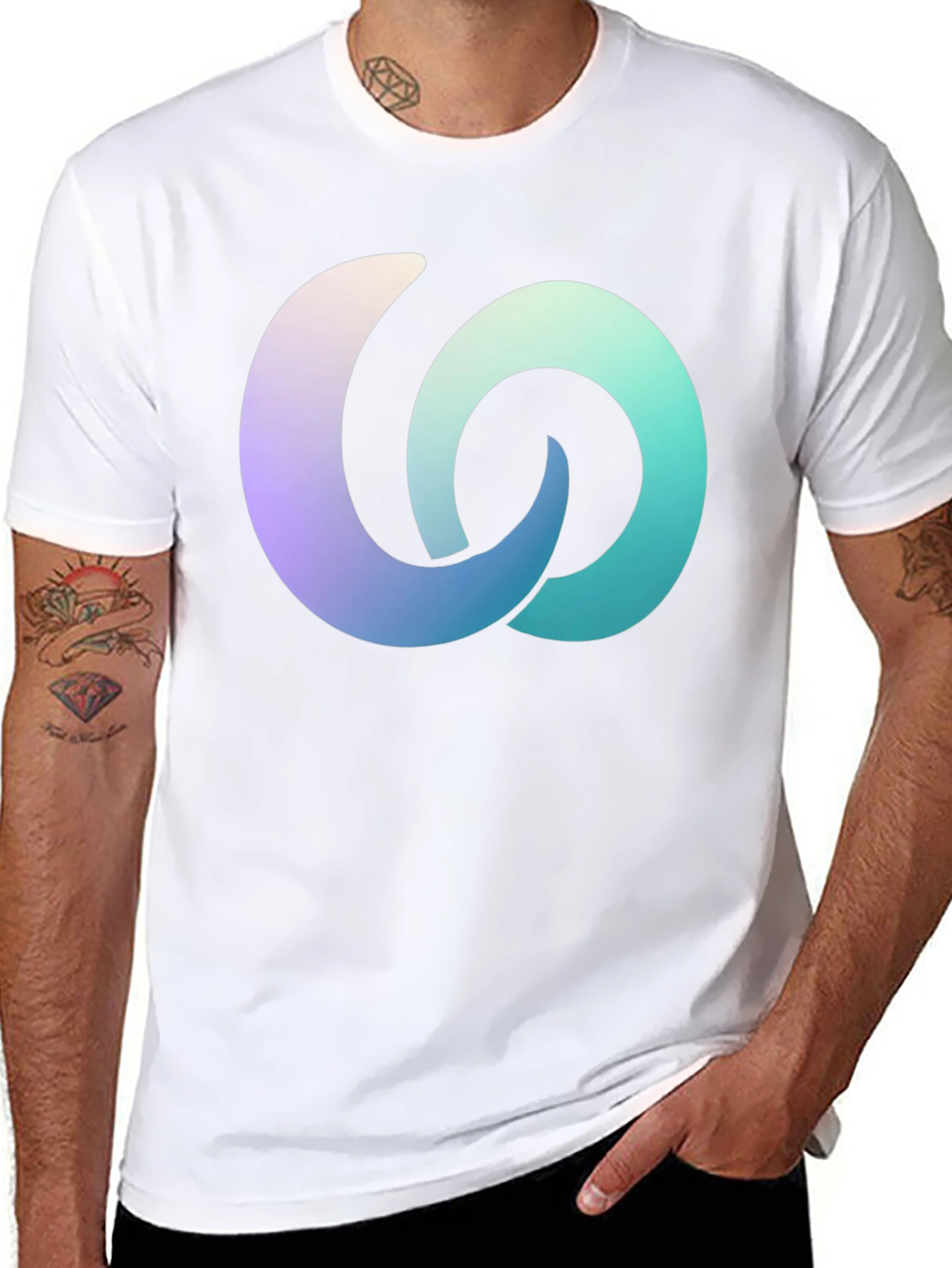 Gradient Interlocking Circles Black T-Shirt