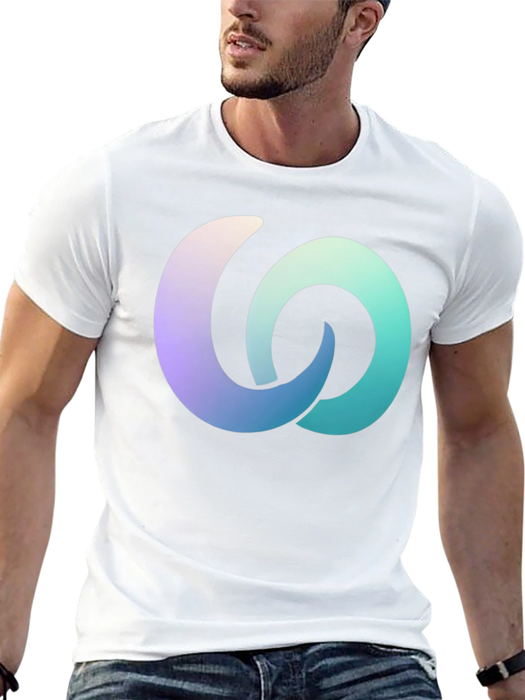 Gradient Interlocking Circles Black T-Shirt