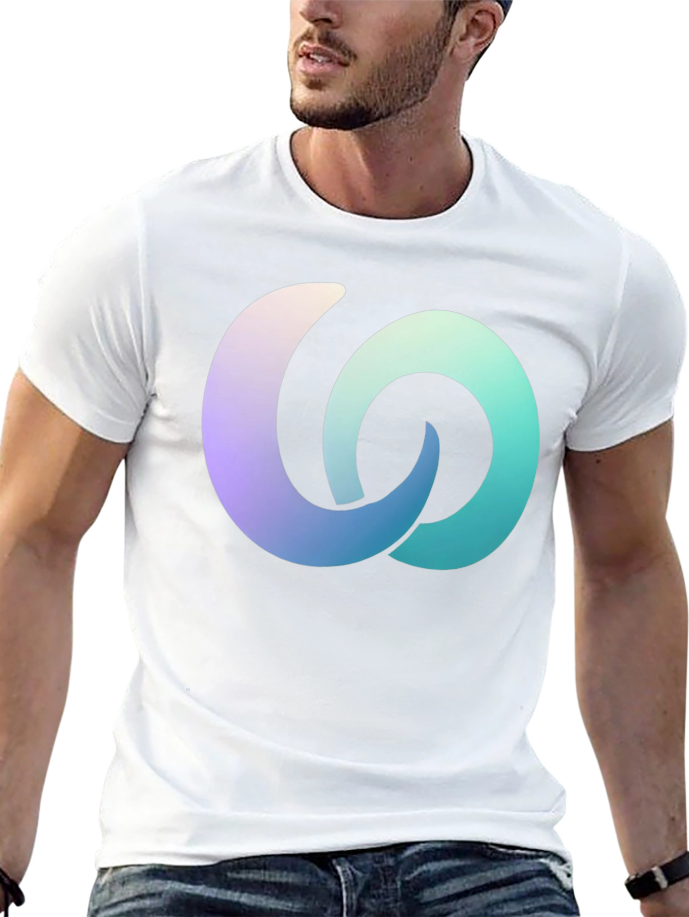 Gradient Interlocking Circles Black T-Shirt