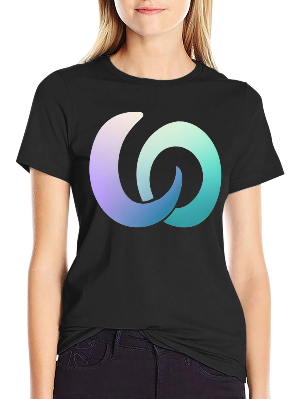 Gradient Interlocking Circles Black T-Shirt