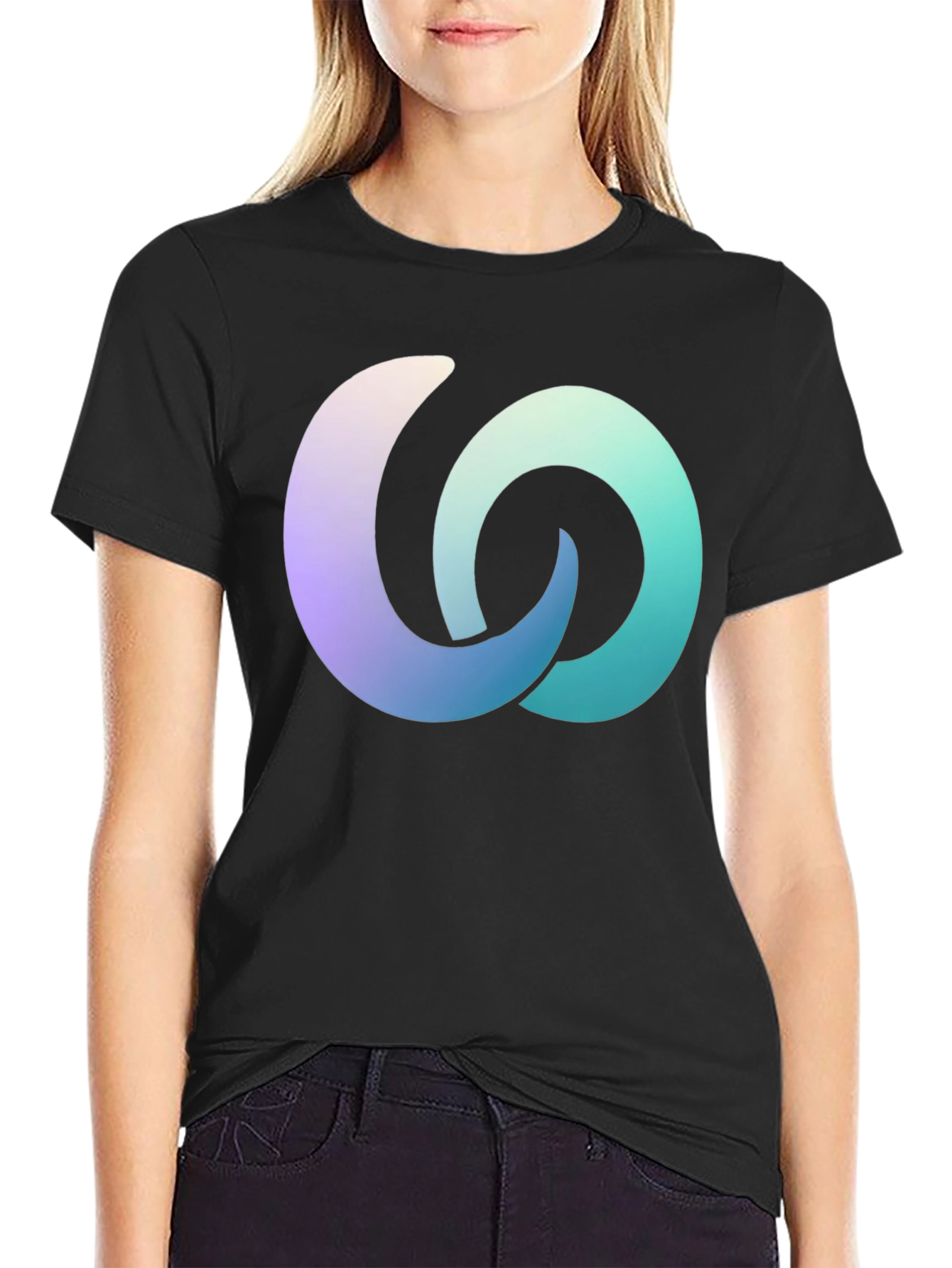 Gradient Interlocking Circles Black T-Shirt