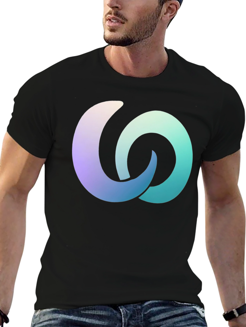 Gradient Interlocking Circles Black T-Shirt