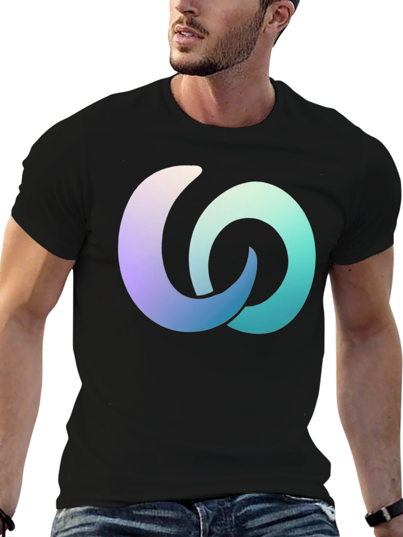 Gradient Interlocking Circles Black T-Shirt