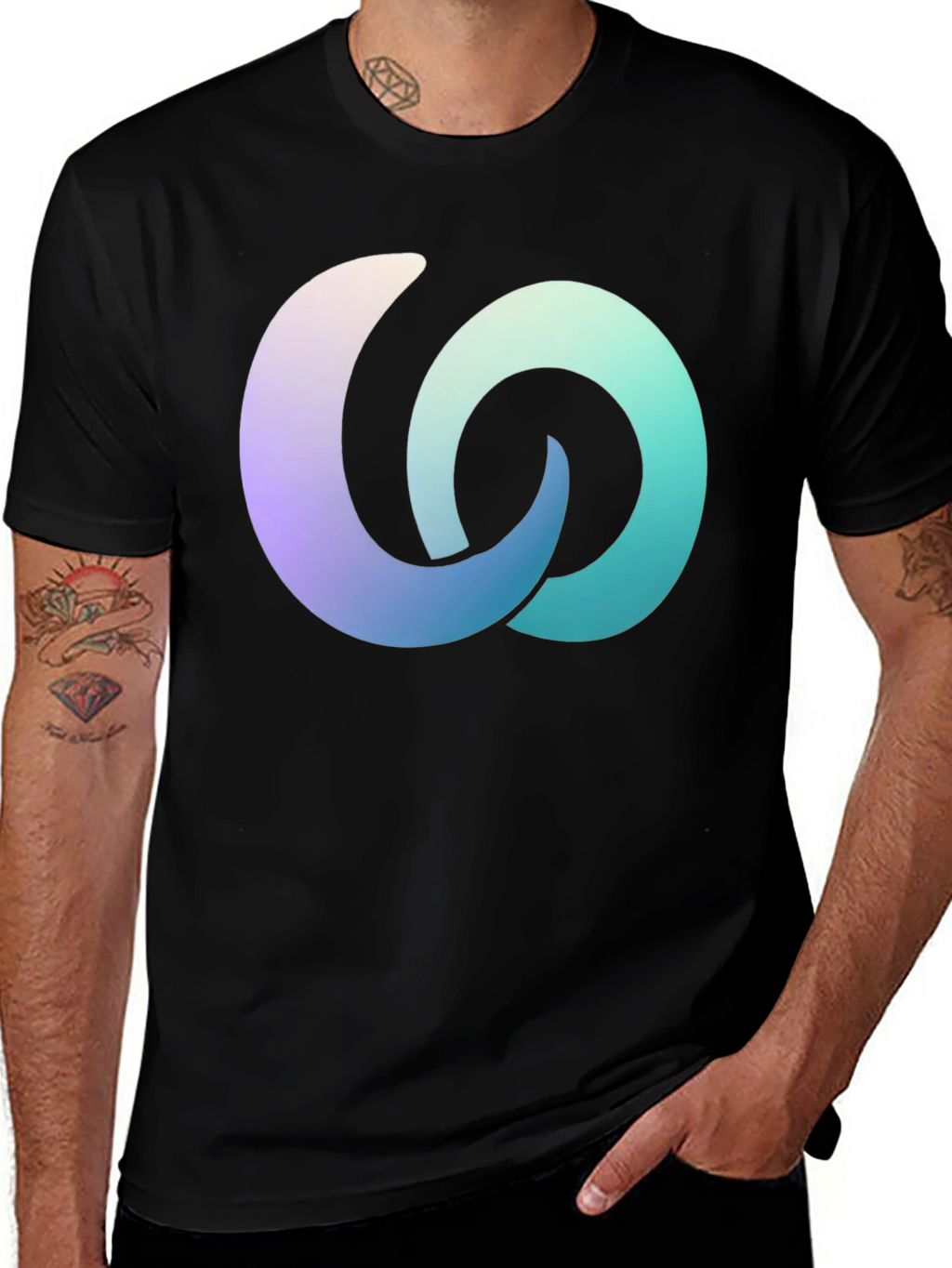 Gradient Interlocking Circles Black T-Shirt