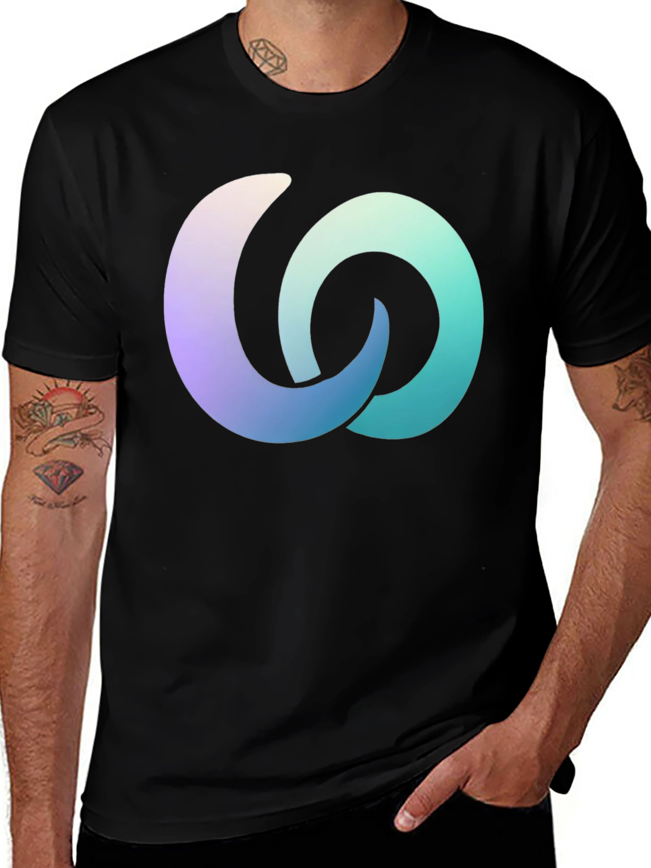 Gradient Interlocking Circles Black T-Shirt