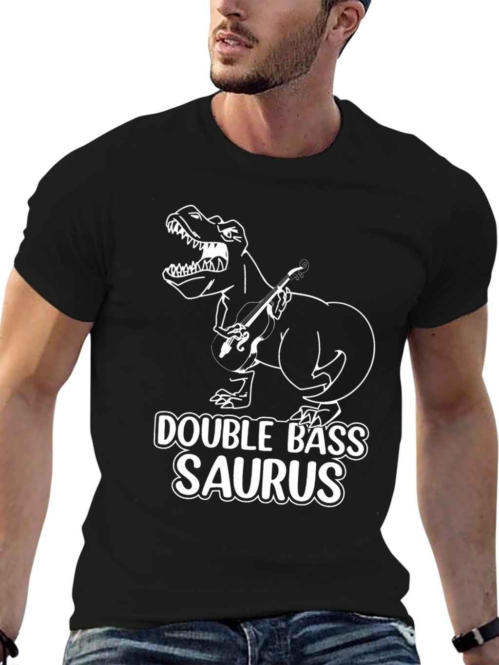 Double Bass Saurus T-Shirt - Musician Dinosaur Tee
