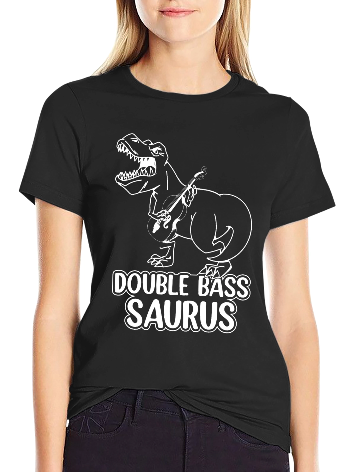Double Bass Saurus T-Shirt - Musician Dinosaur Tee