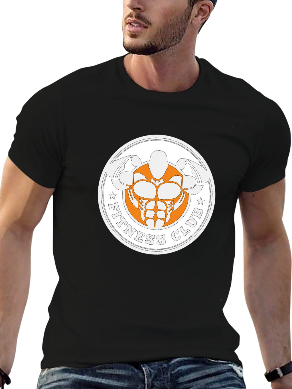 Fitness Club Graphic Print Black T-Shirt