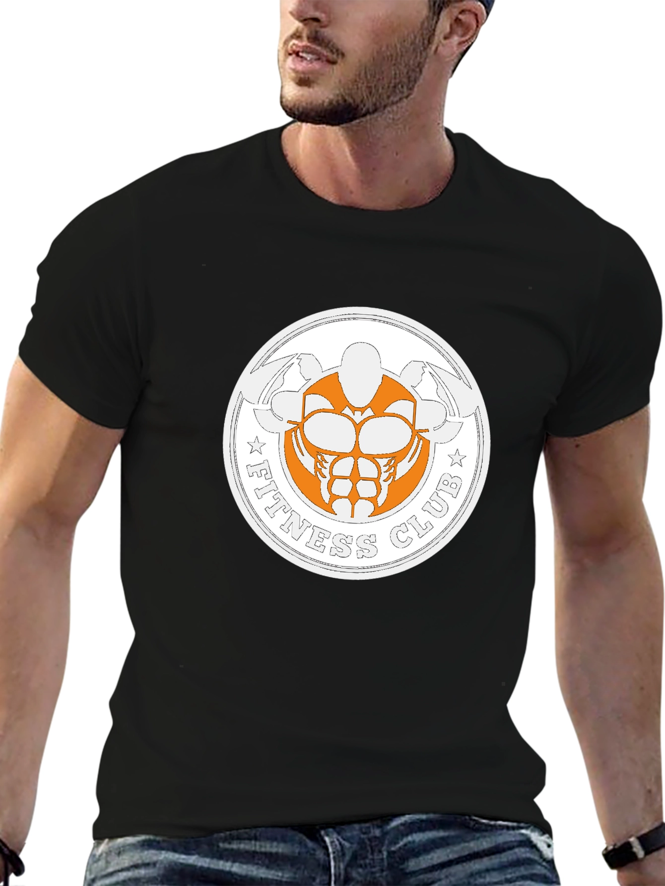 Fitness Club Graphic Print Black T-Shirt