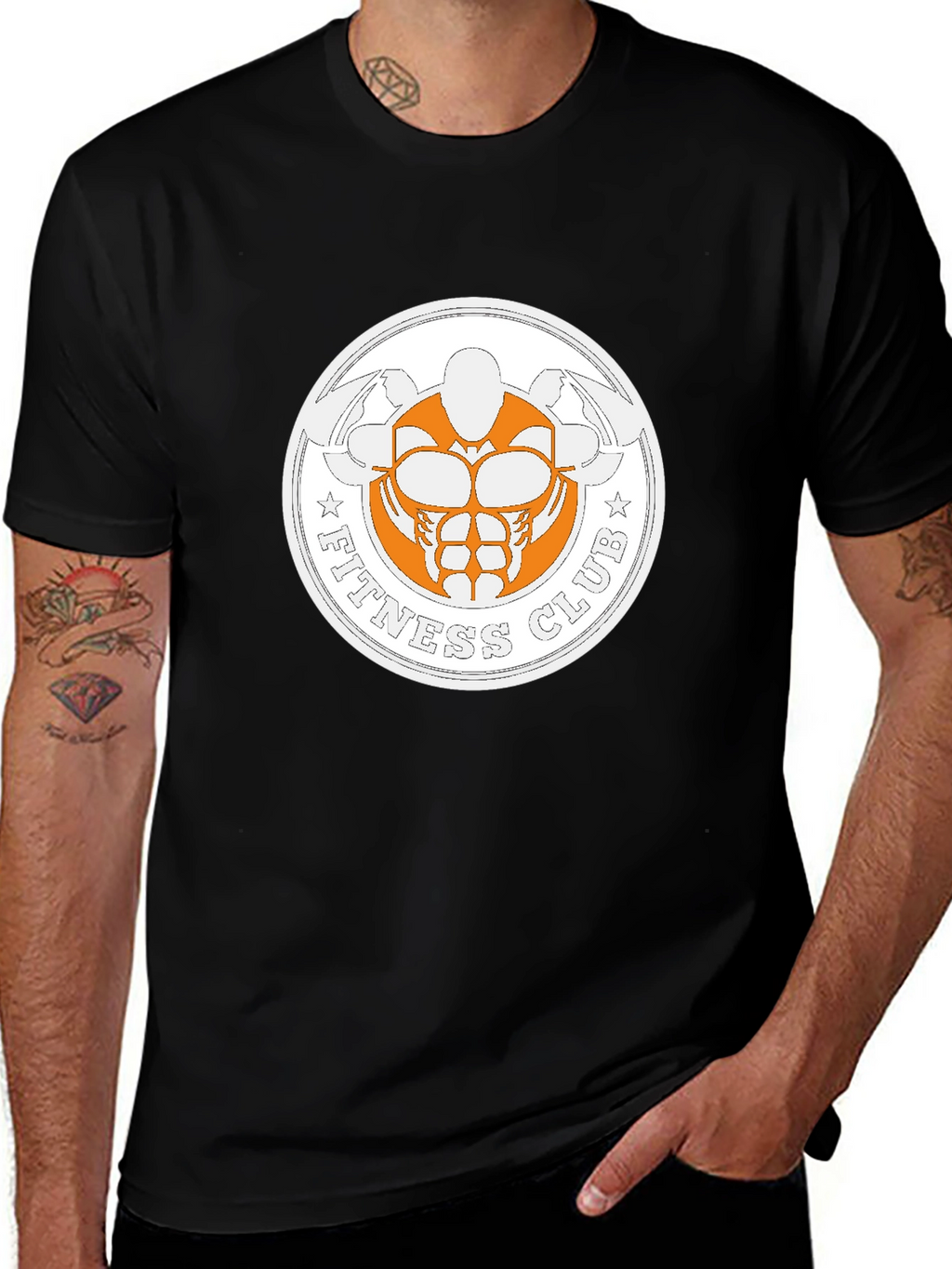 Fitness Club Graphic Print Black T-Shirt