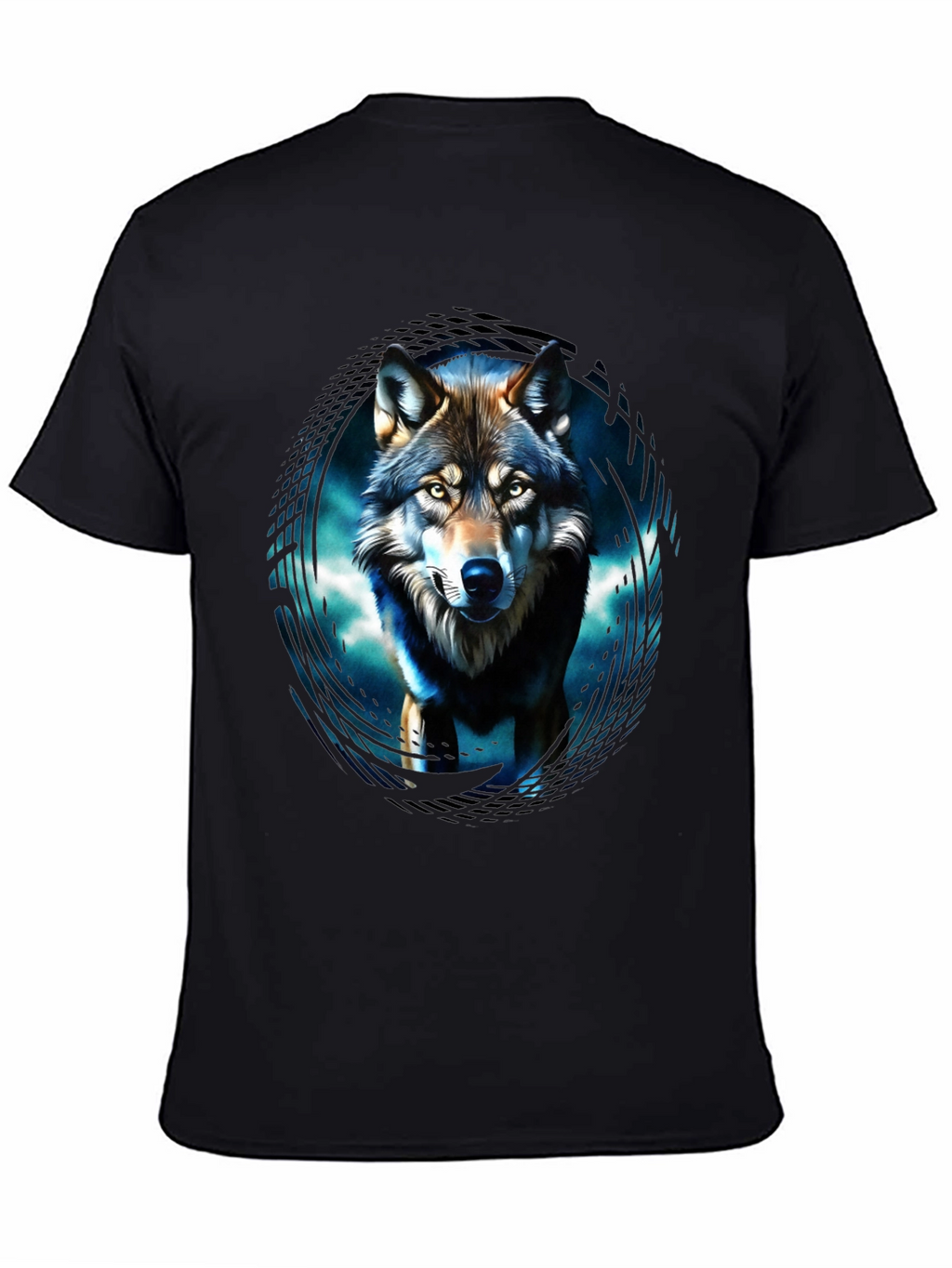 Wolf Graphic Print Mens Black T-Shirt