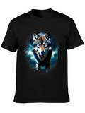 Wolf Graphic Print Mens Black T-Shirt