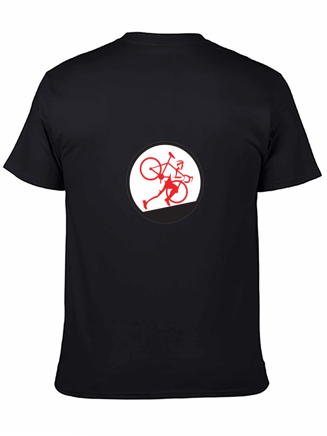 Black T-Shirt with Cyclist Graphic