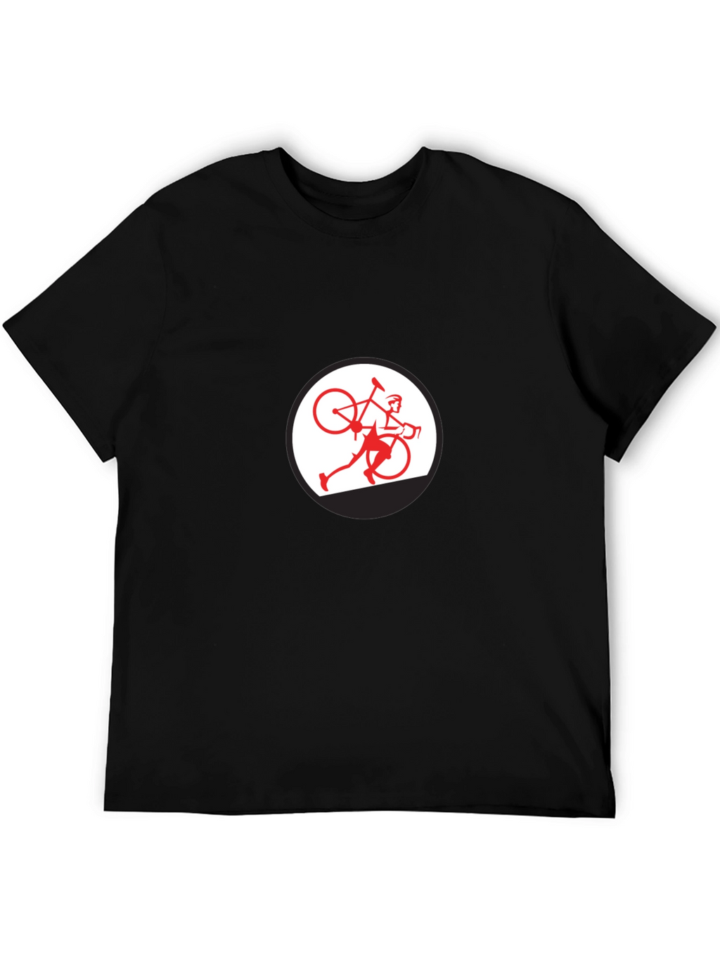 Black T-Shirt with Cyclist Graphic