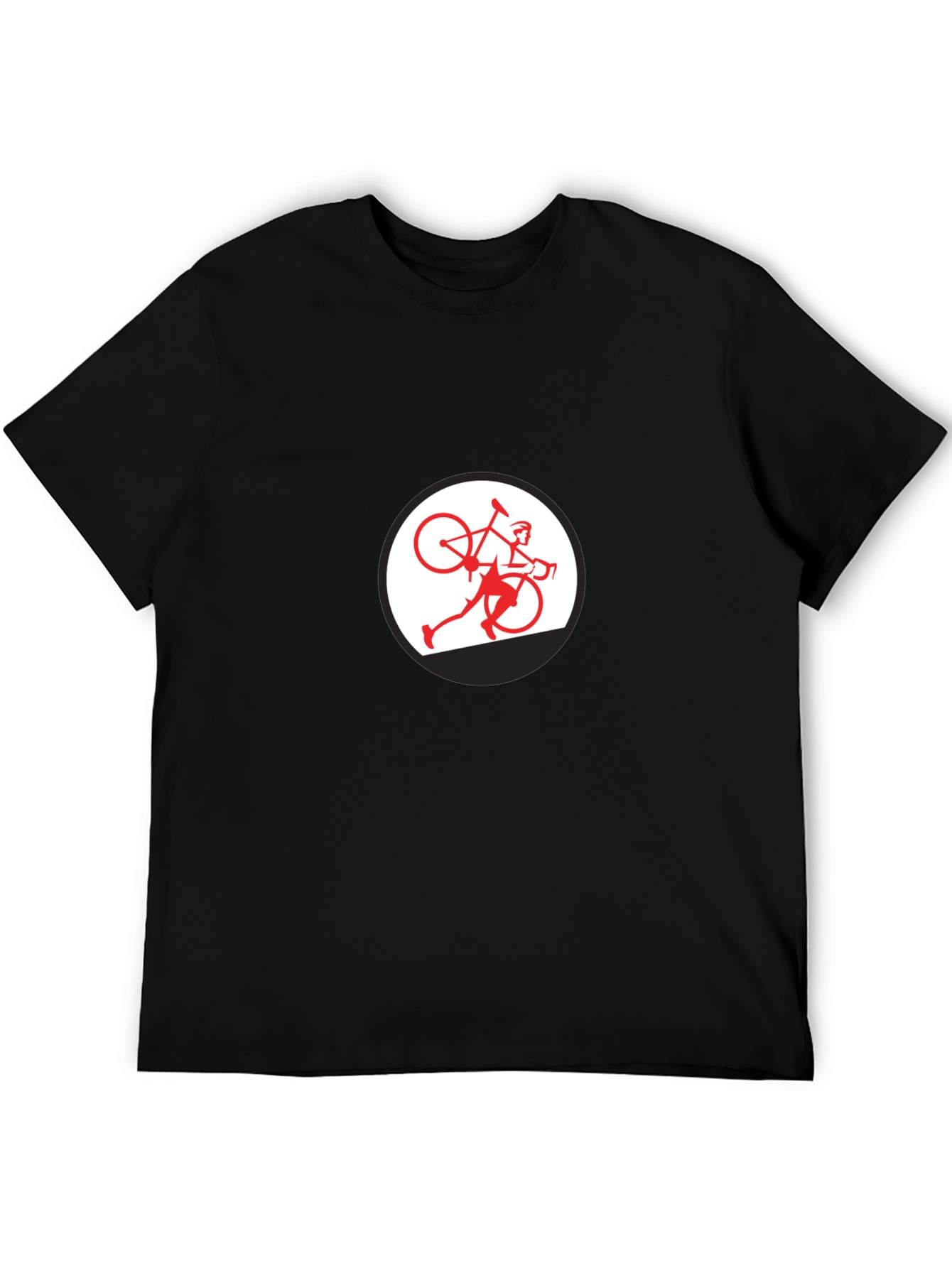 Black T-Shirt with Cyclist Graphic