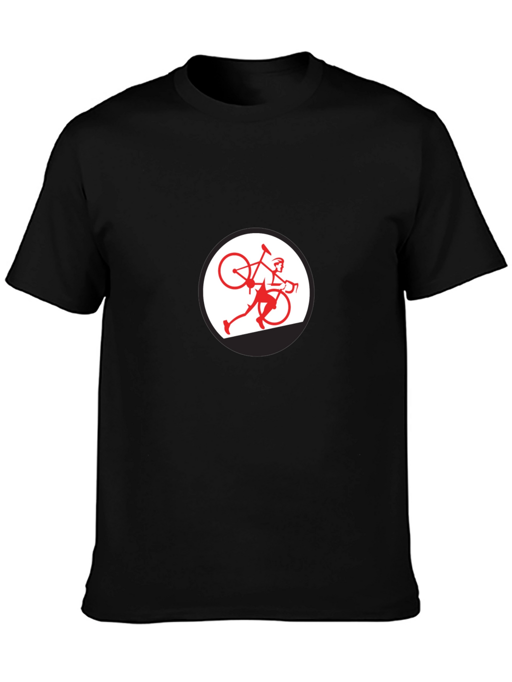 Black T-Shirt with Cyclist Graphic