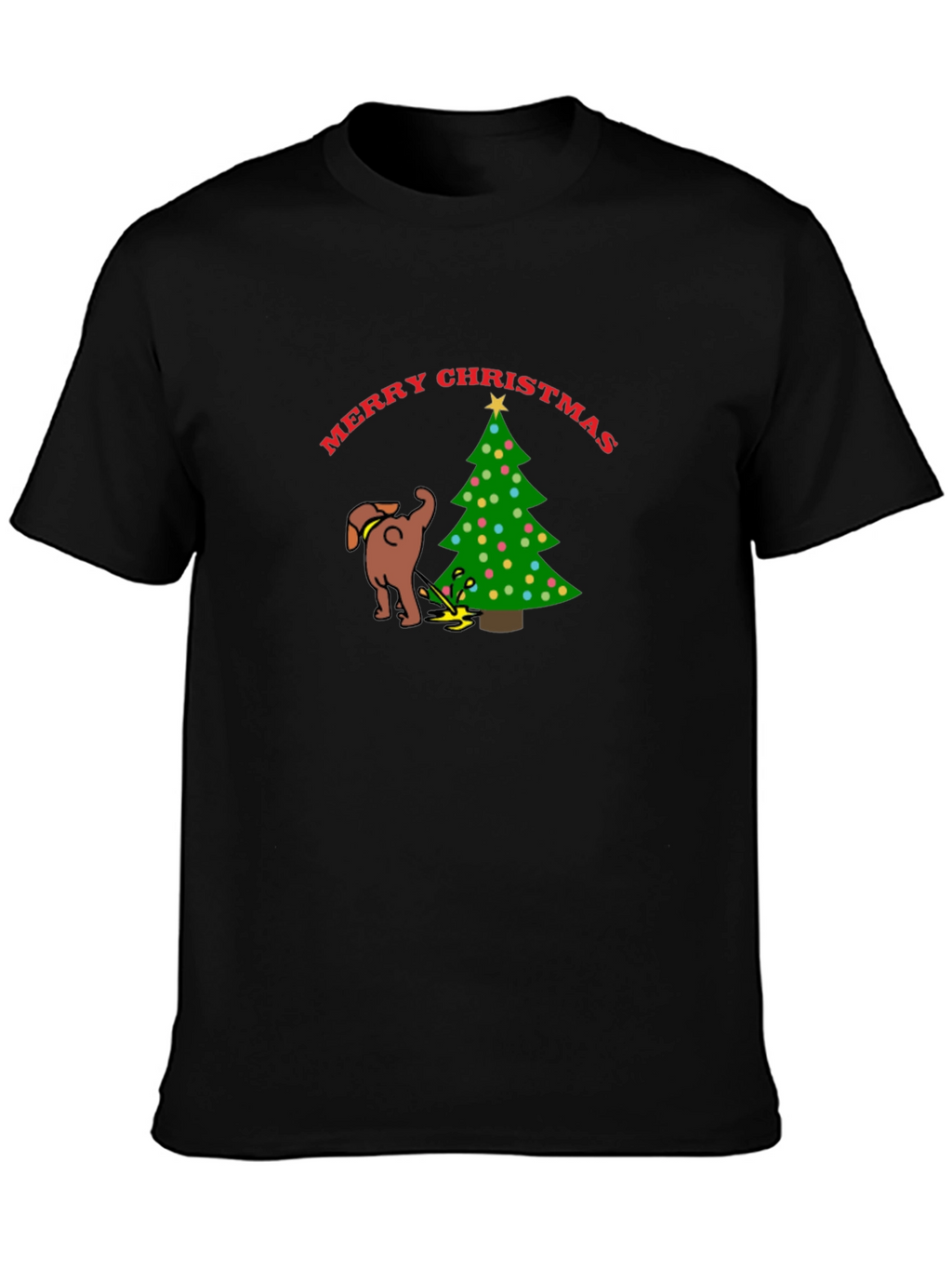 Funny Dog Christmas Tree Graphic T-Shirt