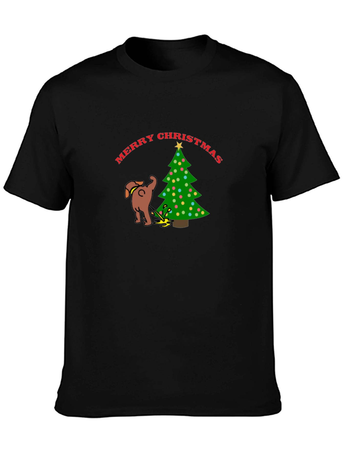 Funny Dog Christmas Tree Graphic T-Shirt