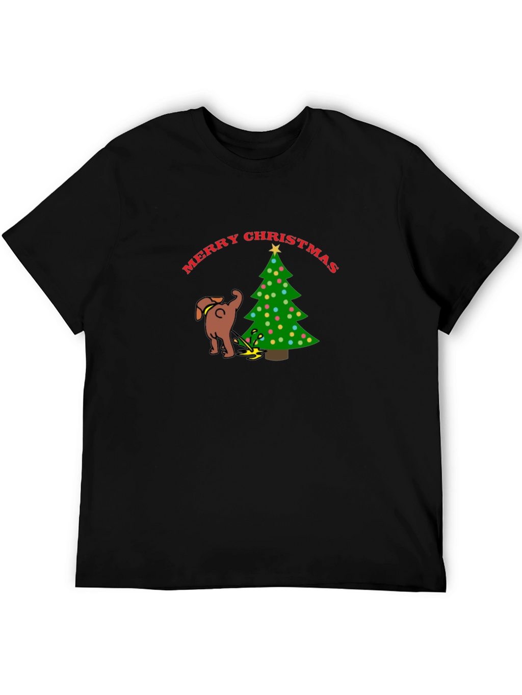Funny Dog Christmas Tree Graphic T-Shirt