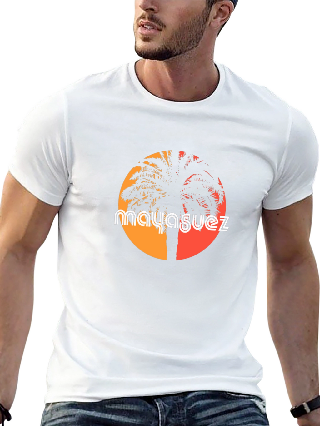 Mayaguez Palm Tree Sunset Graphic Tee - Black T-Shirt