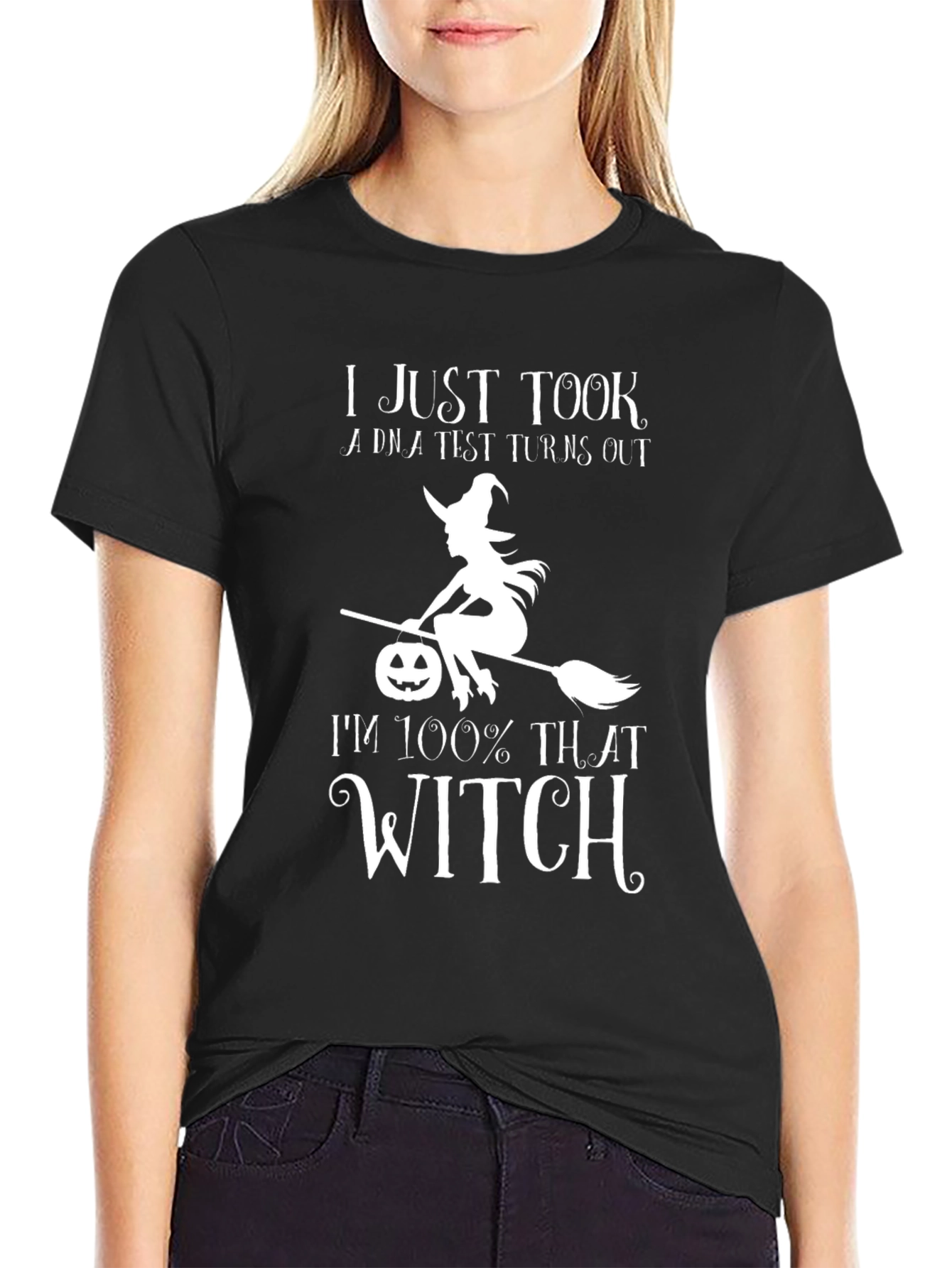 Funny Halloween Witch DNA Test Black T-Shirt
