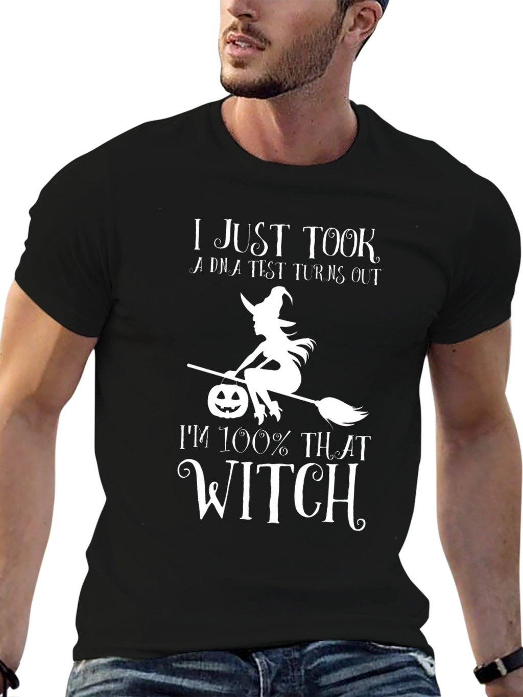 Funny Halloween Witch DNA Test Black T-Shirt