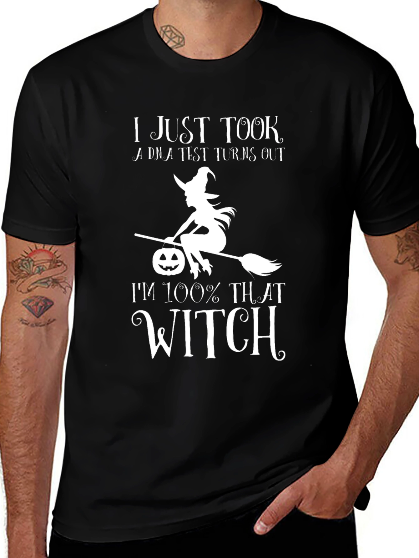 Funny Halloween Witch DNA Test Black T-Shirt