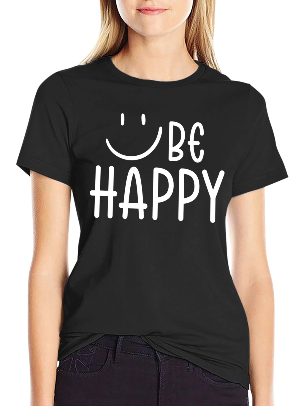 Be Happy Graphic Tee - Black