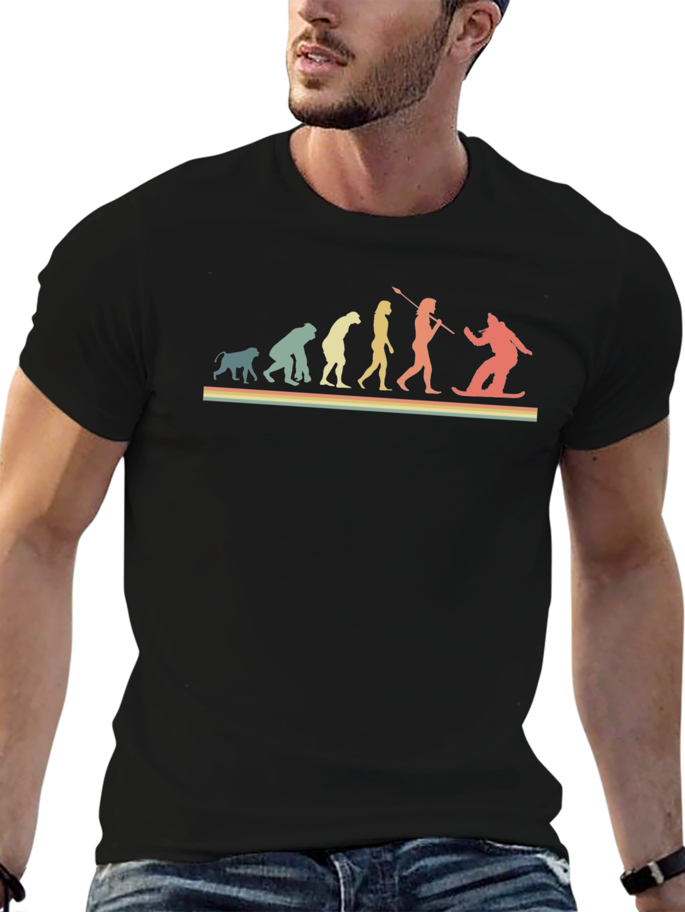 Evolution of Snowboarding Black T-Shirt