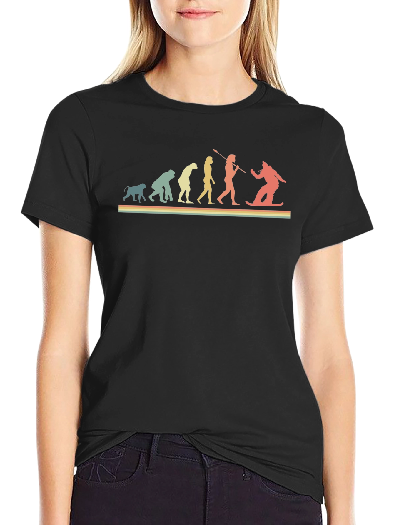 Evolution of Snowboarding Black T-Shirt