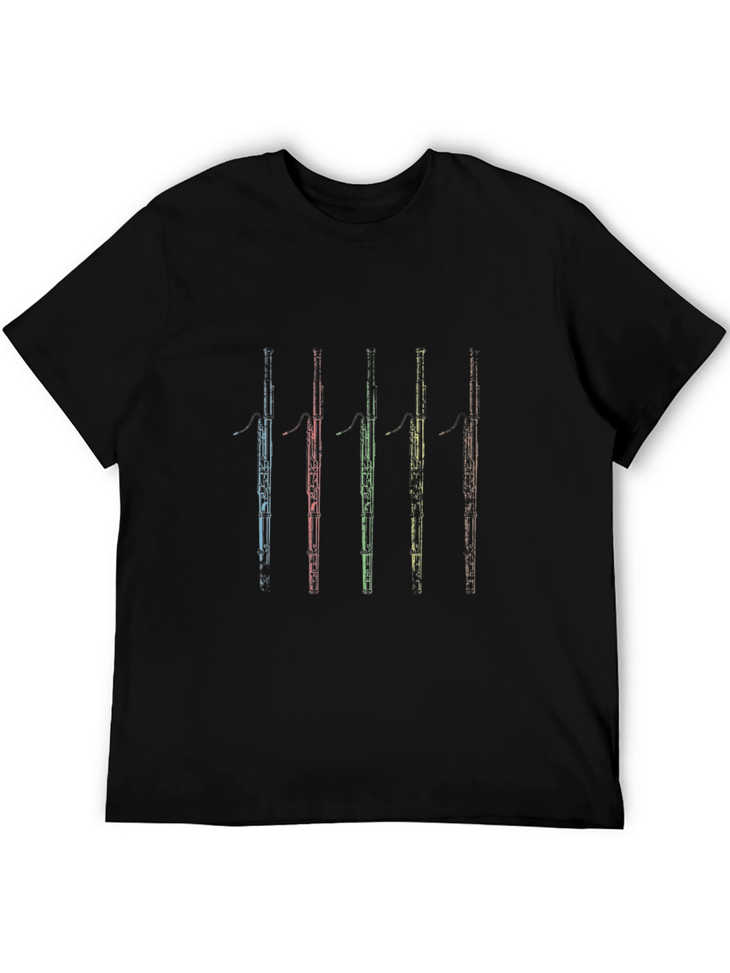 Bassoon Instrument Graphic Print Mens Black T-shirt