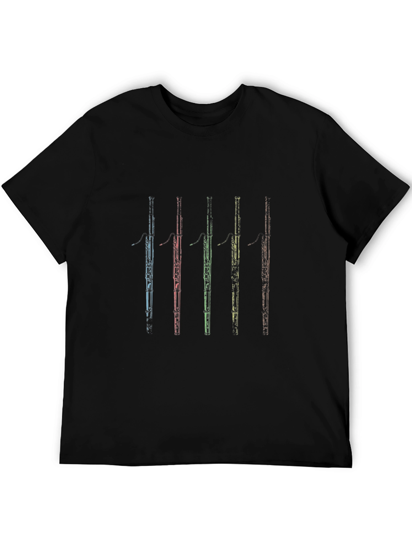 Bassoon Instrument Graphic Print Mens Black T-shirt