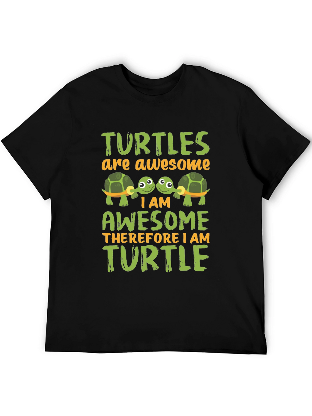 Awesome Turtle Graphic Tee -  Mens Black T-Shirt