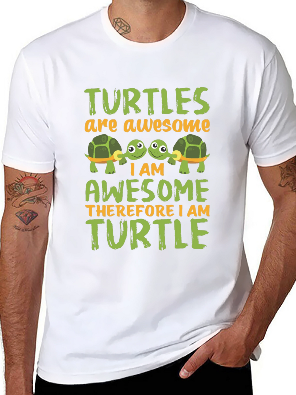 Awesome Turtle Graphic Tee -  Mens Black T-Shirt