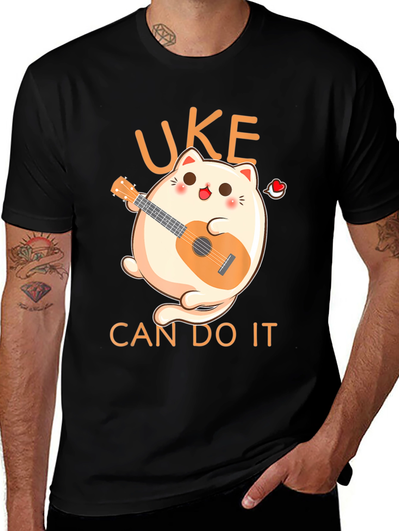 Uke Can Do It T-Shirt - Kawaii Cat Ukulele