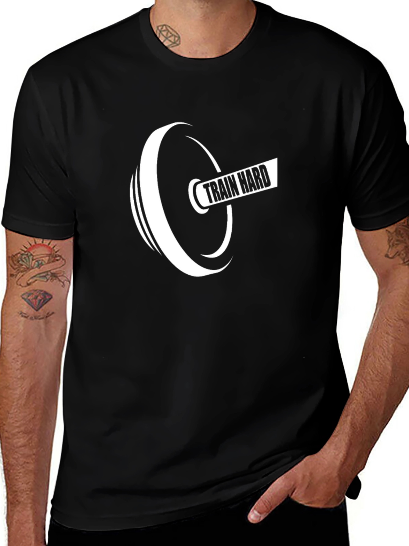 Train Hard T-Shirt - Black Gym Workout Tee