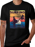 Surfing Sunset Graphic Tee - Retro Beach T-Shirt