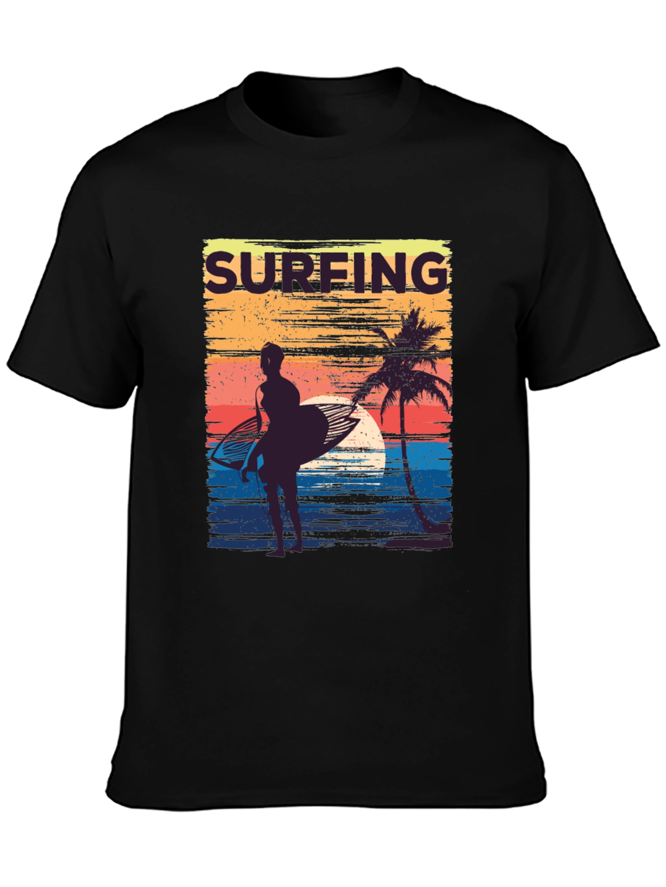 Surfing Sunset Graphic Tee - Retro Beach T-Shirt