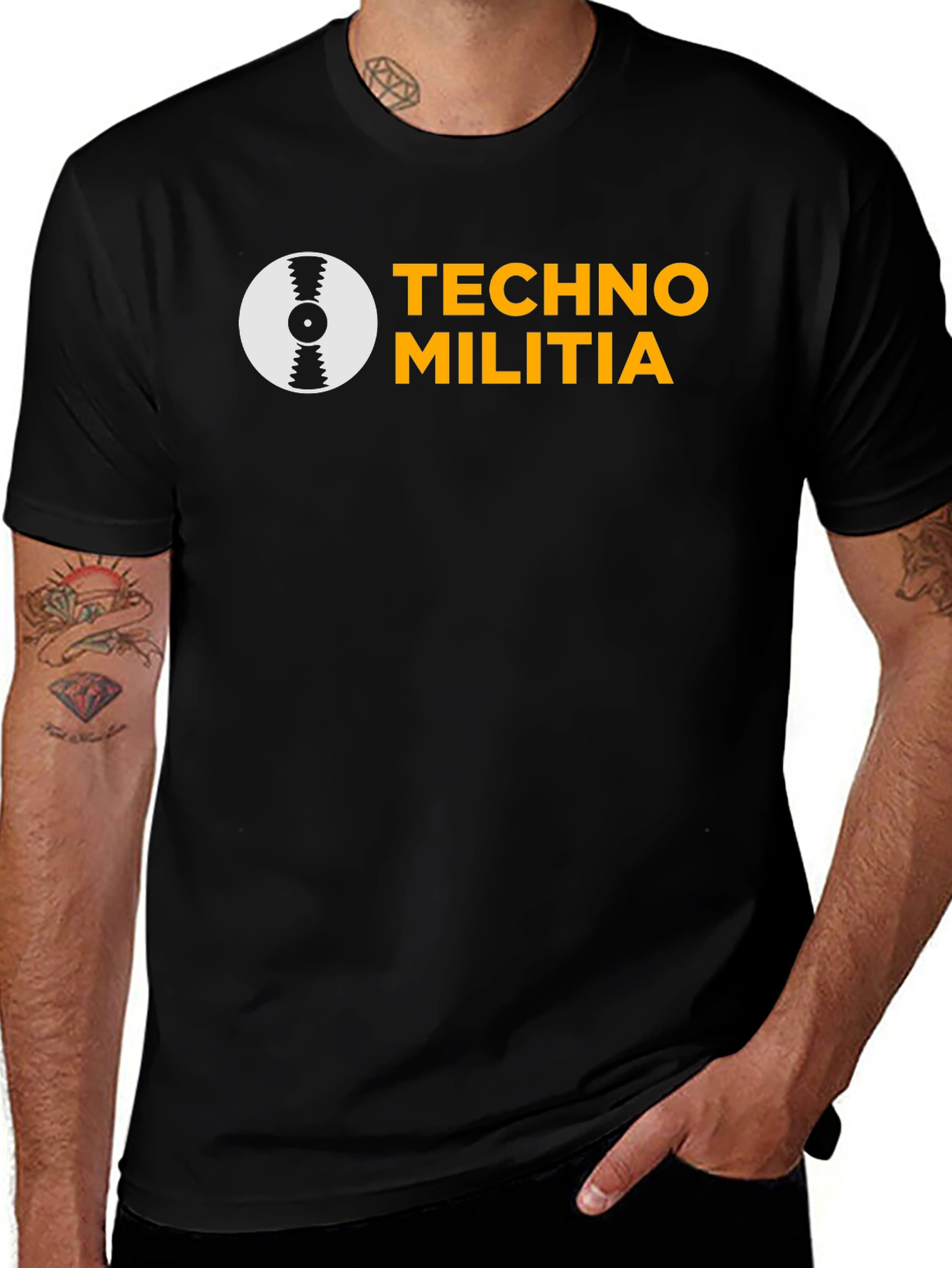 Techno Militia Graphic Tee - Black Cotton T-Shirt