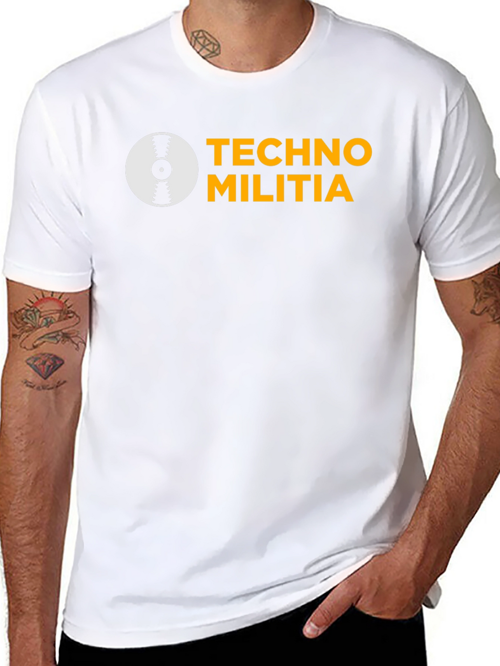 Techno Militia Graphic Tee - Black Cotton T-Shirt