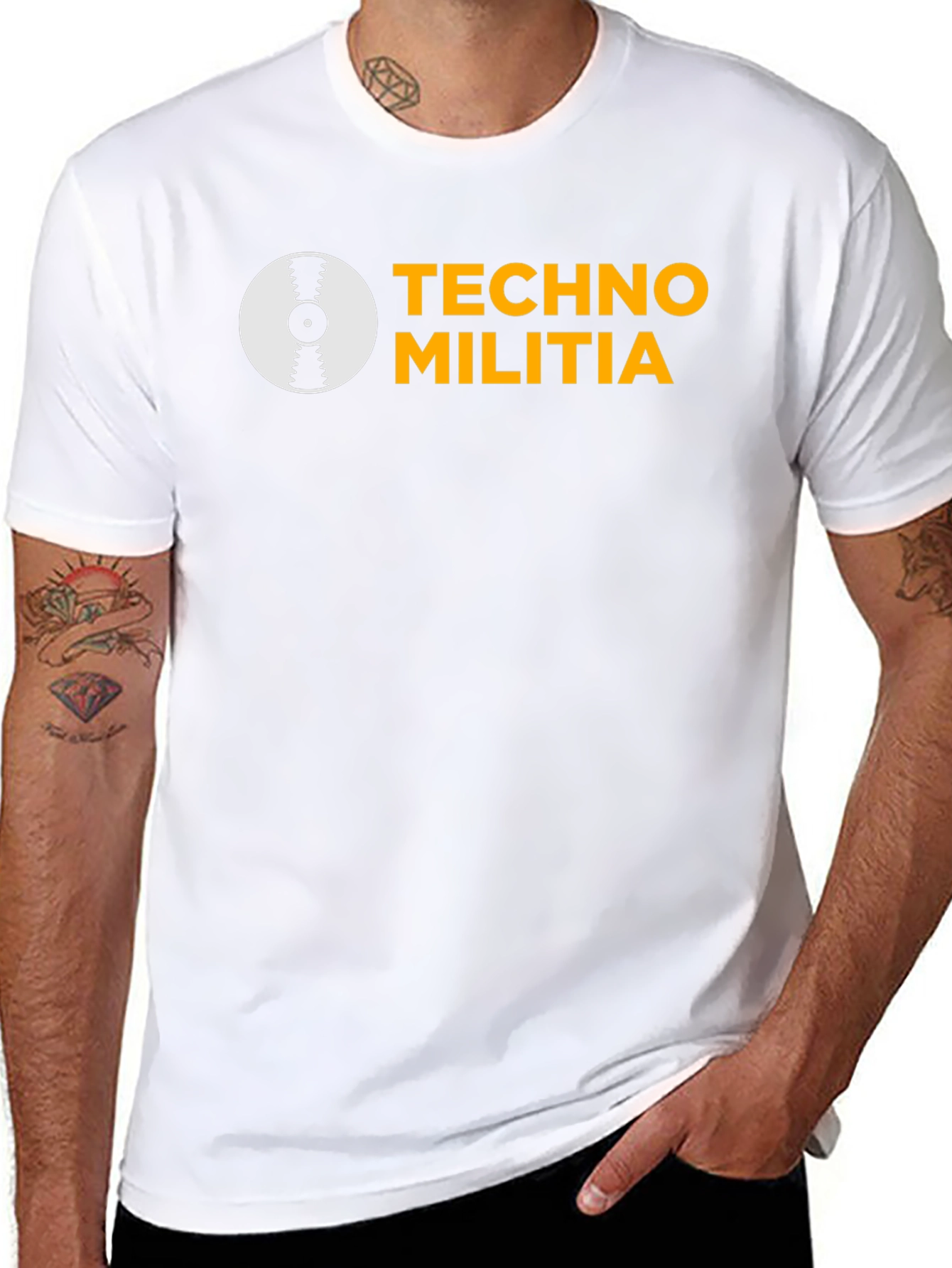 Techno Militia Graphic Tee - Black Cotton T-Shirt