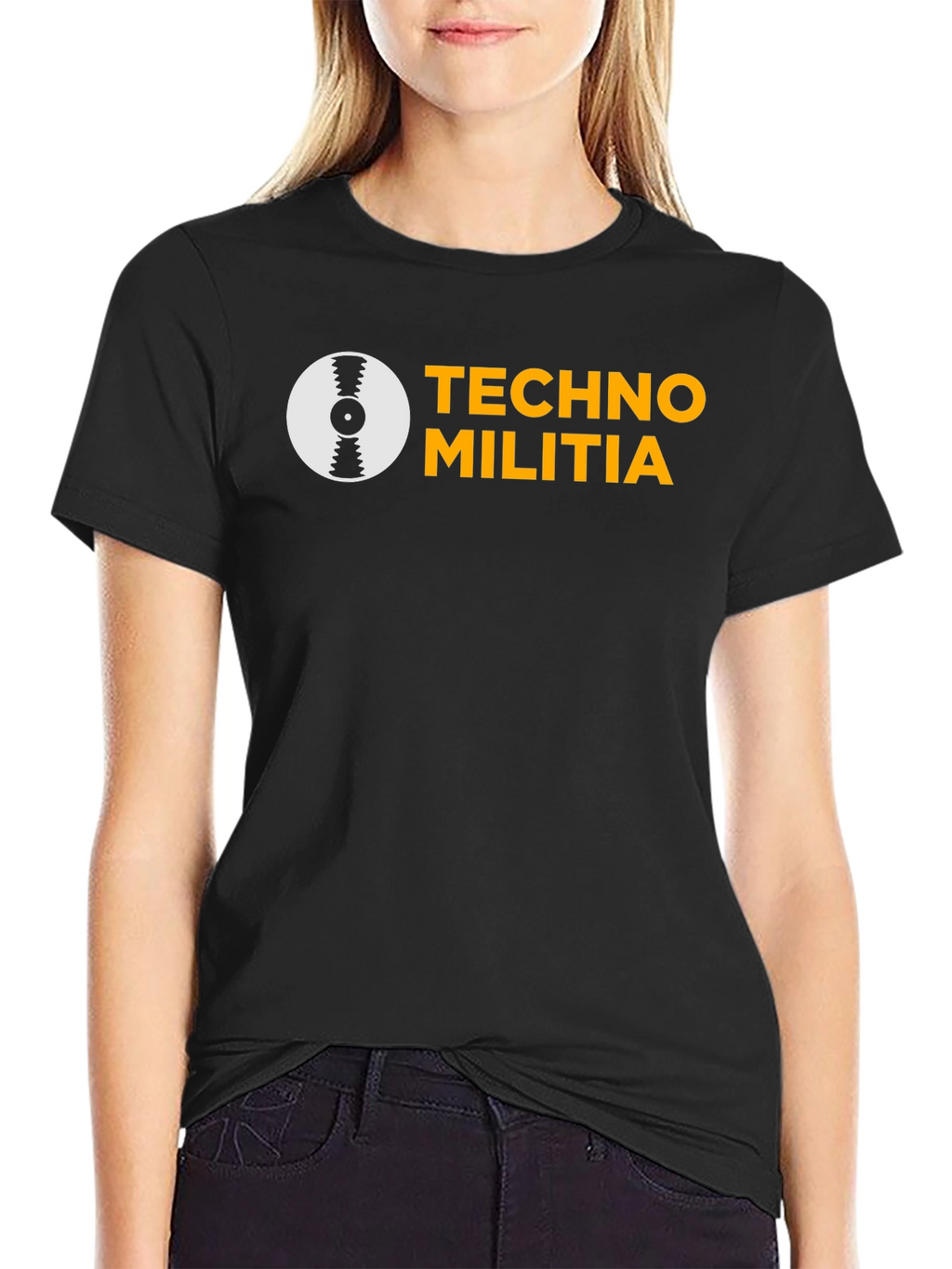 Techno Militia Graphic Tee - Black Cotton T-Shirt