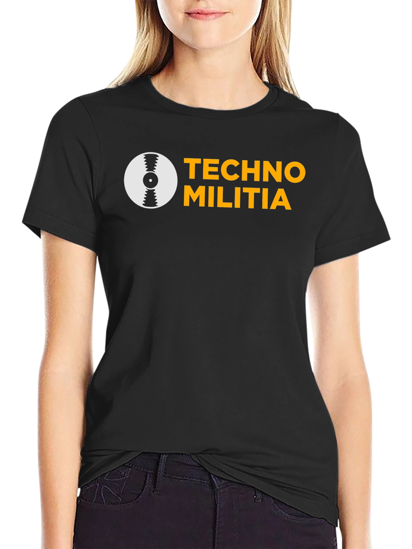 Techno Militia Graphic Tee - Black Cotton T-Shirt