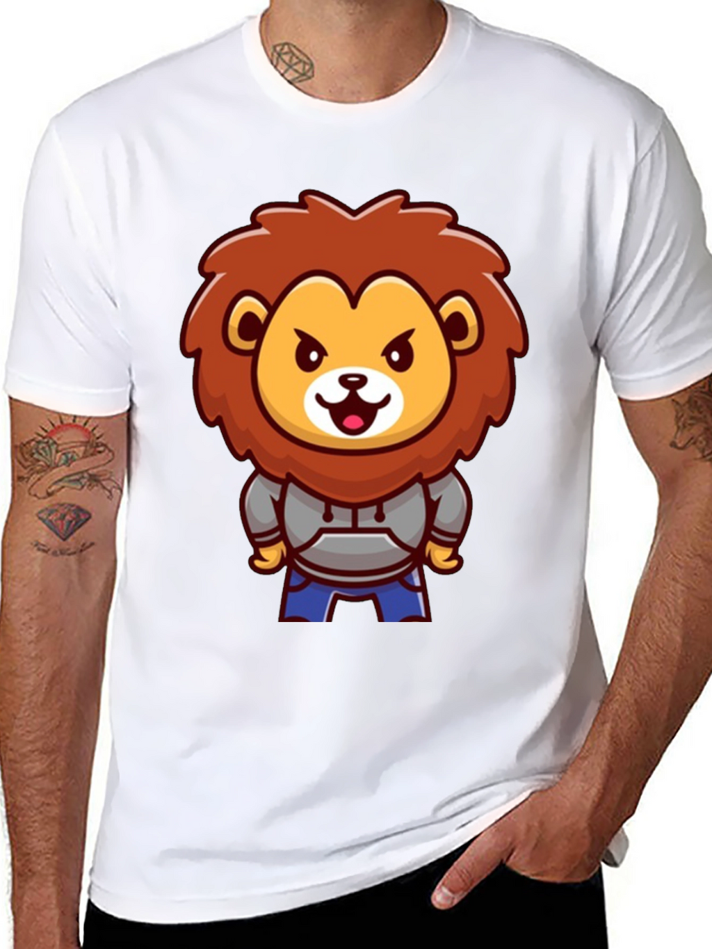 Lion Cartoon Graphic Black T-Shirt