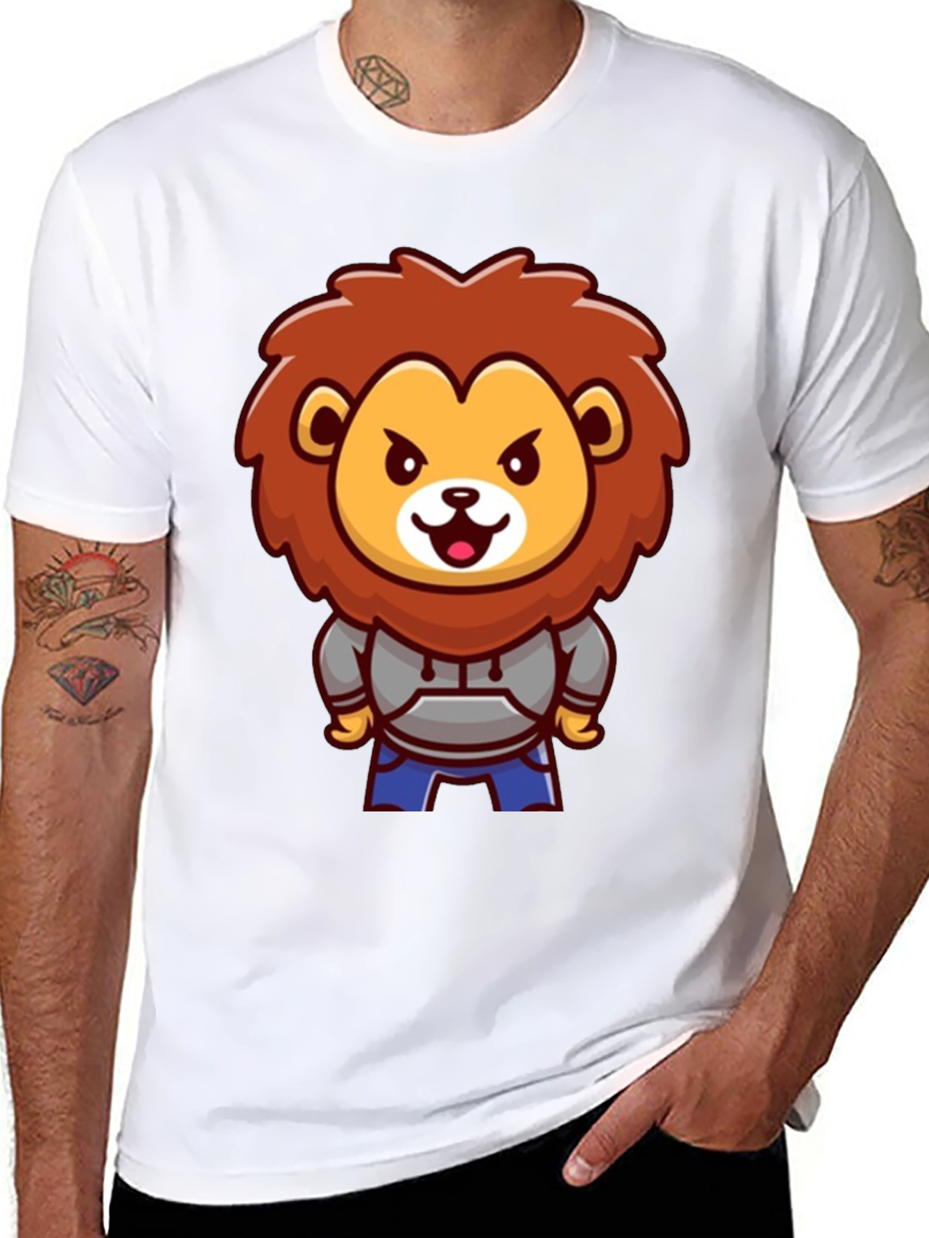 Lion Cartoon Graphic Black T-Shirt